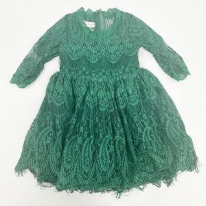 Trish‎ Scully Child Girls Bella Rafaela Lace Party Holiday Dress Size 3 Emerald